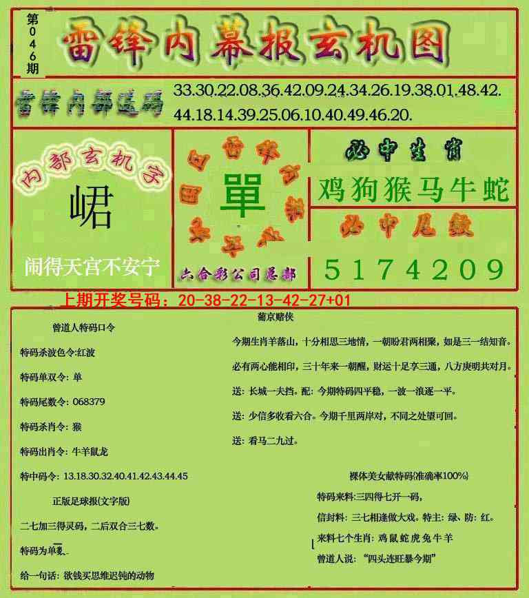 046期雷锋玄机报[图]