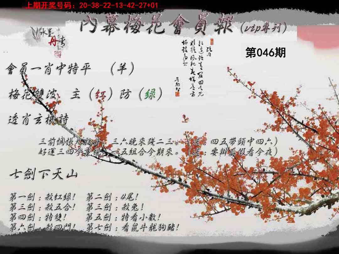 046期内幕梅花会员报[图]