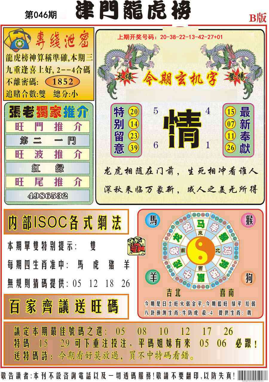 046期津门龙虎榜B[图]