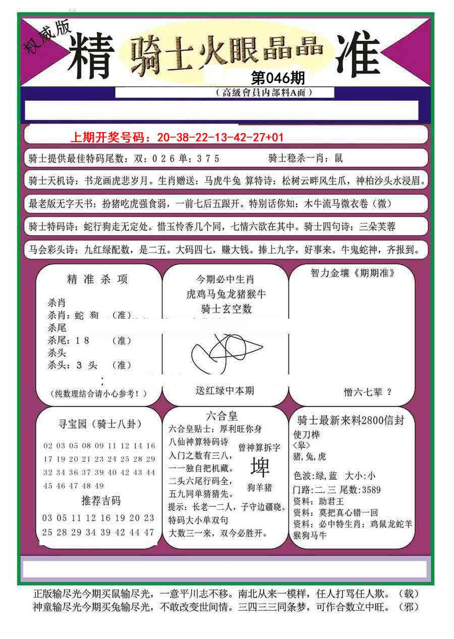 046期骑士火眼晶晶（正）[图]