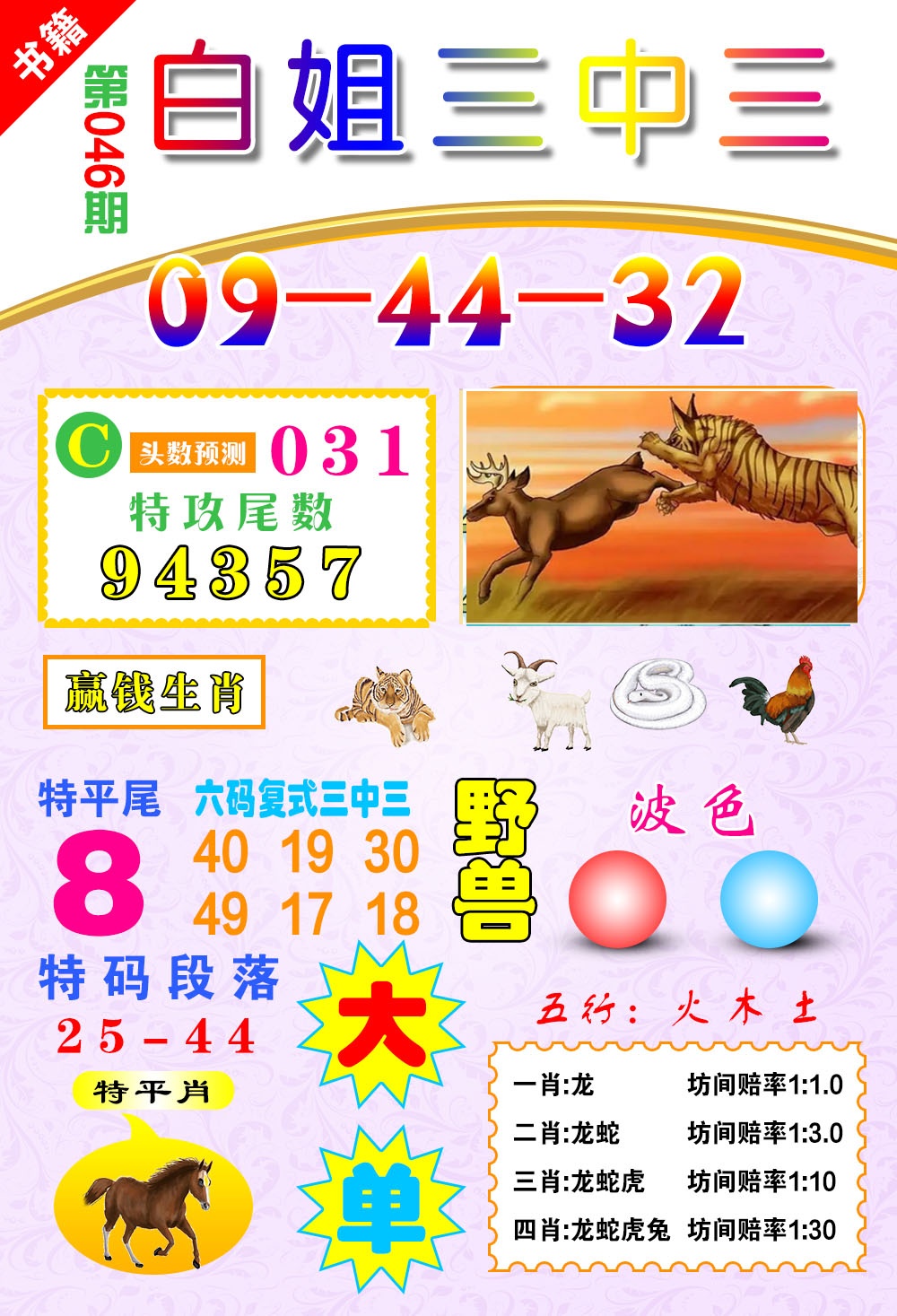 046期澳门白姐锦囊[图]