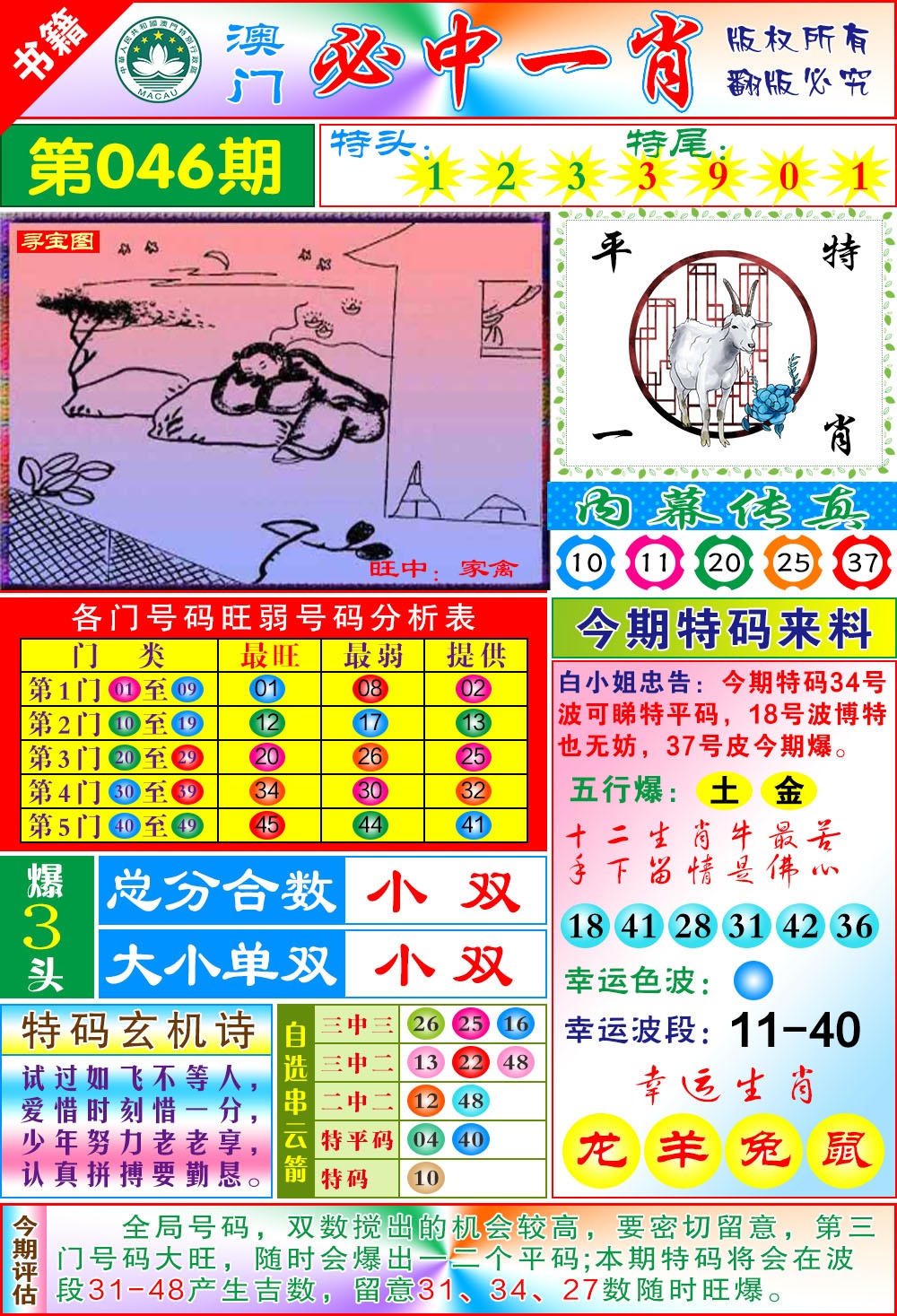 046期澳门玄机一特[图]