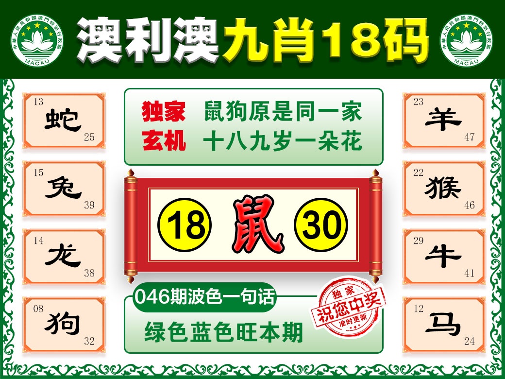 046期澳利澳九肖[图]